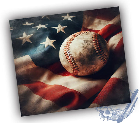 Rustic Baseball in USA Flag 20oz Skinny Tumbler, Baseball Tumbler Png, Straight & Tapered Tumbler Wrap, Instant Digital Download Sublimation ToriDesigns 