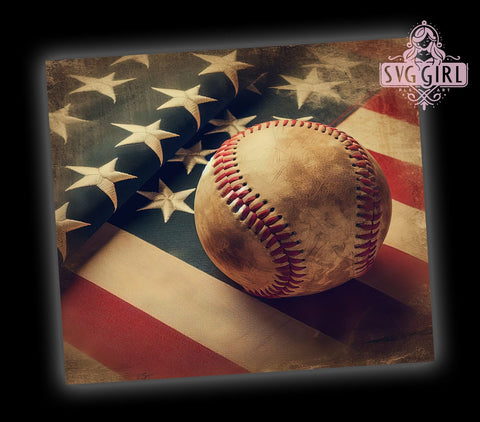 Rustic Baseball in USA Flag 20oz Tumbler Wrap Sublimation Design, Straight Tapered Tumbler Wrap, 4th of July Tumbler Png, Instant Digital Download Sublimation SvggirlplusArt 
