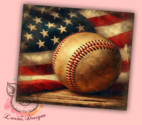 Rustic Baseball in USA Flag July 20oz Tumbler Png, Straight & Tapered Tumbler Png, 4th of July Tumbler Png, Digital Download PNG Sublimation Lara' s Designs 