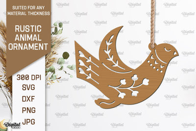 Rustic Bird Ornament Laser Cut. Animals SVG Design SVG Evgenyia Guschina 