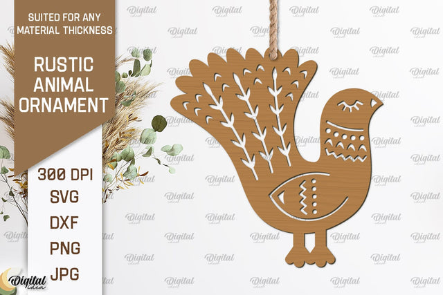 Rustic Bird Ornament Laser Cut. Animals SVG Design SVG Evgenyia Guschina 