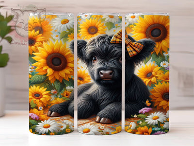 Rustic Black Highland Sunflower Cow Tumbler, Black Highland Cow Tumbler, Rustic Farmhouse Wrap, Whimsical Cow Wrap, Country Sunflower Wrap, Sublimation Design, Trendy Gift Idea Sublimation Lara' s Designs 