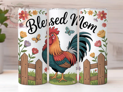 Rustic Blessed Mom Chicken Tumbler, Farm Chicken, 20Oz Tumbler, Sublimation Design, Rustic Wrap, Country Vibes, Hen House Style Sublimation Lara' s Designs 