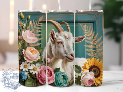 Rustic Boho Floral Goat Tumbler, Rustic Floral Tumbler, Farmhouse Goat Wrap, Whimsical Goat Wrap, Cute Goat Wrap, Sublimation Design, Trendy Gift Idea Sublimation ToriDesigns 
