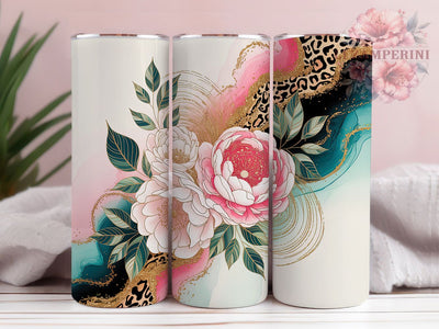 Rustic Boho Leopard Floral Tumbler, Boho Western Tumbler, Rustic Leopard Wrap, Whimsical Floral Wrap, Artistic Boho Wrap, Sublimation Design, Trendy Gift Idea Sublimation Li Zamperini 