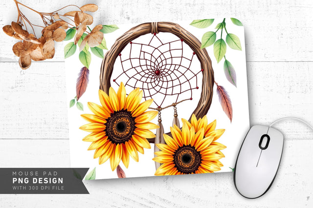 Rustic Boho Sunflowers Mousepad Sublimation Regulrcrative 