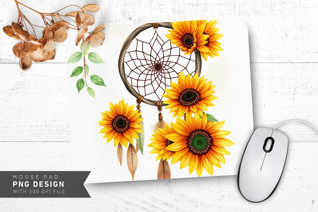 Rustic Boho Sunflowers Mousepad Sublimation Regulrcrative 