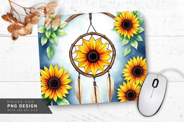 Rustic Boho Sunflowers Mousepad Sublimation Regulrcrative 