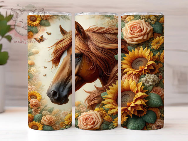 Rustic Boho Western Horse Tumbler, Farm Animal Tumbler, Rustic Ranch Wrap, Brown Horse Wrap, Western Style Wrap, Sublimation Design, Trendy Gift Idea Sublimation Lara' s Designs 