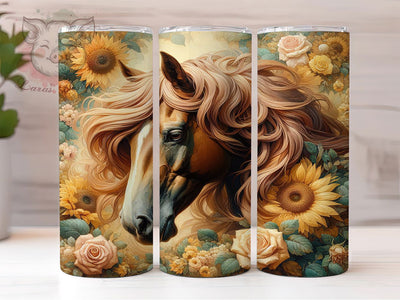 Rustic Boho Western Horse Tumbler, Farm Animal Tumbler, Rustic Ranch Wrap, Brown Horse Wrap, Western Style Wrap, Sublimation Design, Trendy Gift Idea Sublimation Lara' s Designs 