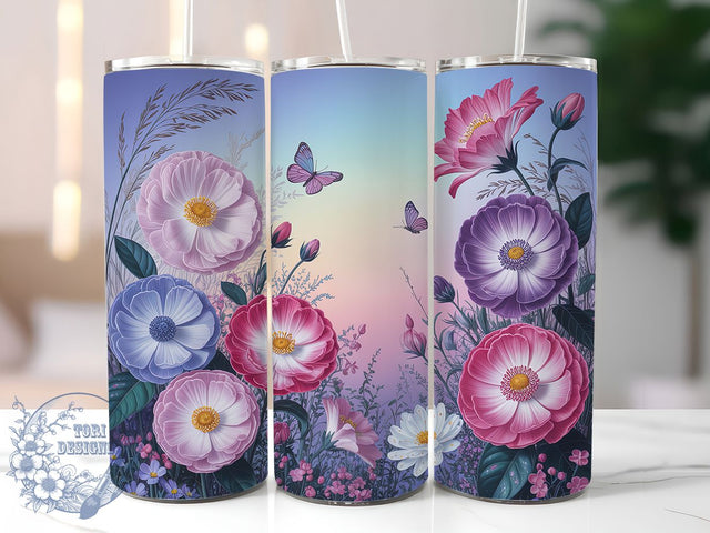 Rustic Boho Wildflower Tumbler, Floral Boho Tumbler, Stylish 20oz Wrap, Sublimation Design, Trendy Gift Idea, Rustic Boho Wrap, Botanical Wildflower Tumbler Sublimation ToriDesigns 
