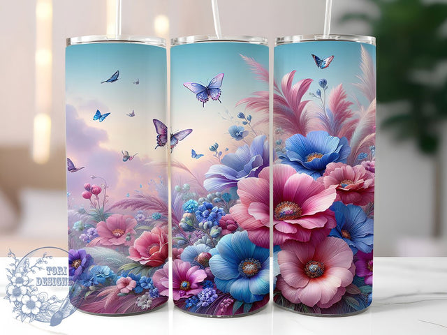 Rustic Boho Wildflower Tumbler, Floral Boho Tumbler, Stylish 20oz Wrap, Sublimation Design, Trendy Gift Idea, Rustic Boho Wrap, Botanical Wildflower Tumbler Sublimation ToriDesigns 