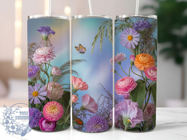 Rustic Boho Wildflower Tumbler, Floral Boho Tumbler, Stylish 20oz Wrap, Sublimation Design, Trendy Gift Idea, Rustic Boho Wrap, Botanical Wildflower Tumbler Sublimation ToriDesigns 
