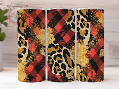 Rustic Buffalo Plaid Glitter Tumbler, Leopard Glitter Wrap, Red Plaid Sublimation, Winter Tumbler Design, Gold Glitter Tumbler, Rustic Tumbler Wrap, Christmas Plaid Tumbler Sublimation Lara' s Designs 