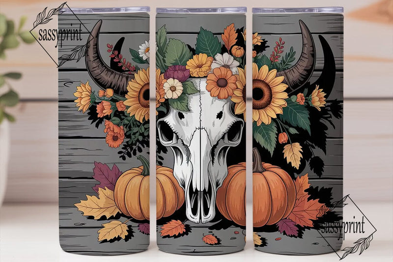 Rustic Bull Skull Autumn 20oz Tumbler Sublimation sassyprint 