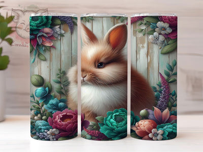 Rustic Bunny Floral 20oz Tumbler, Bunny Theme, Farmhouse Style, Baby Rabbit, 20oz Wrap, Sublimation Design, PNG File Sublimation Lara' s Designs 