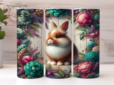 Rustic Bunny Floral 20oz Tumbler, Bunny Theme, Farmhouse Style, Baby Rabbit, 20oz Wrap, Sublimation Design, PNG File Sublimation Lara' s Designs 