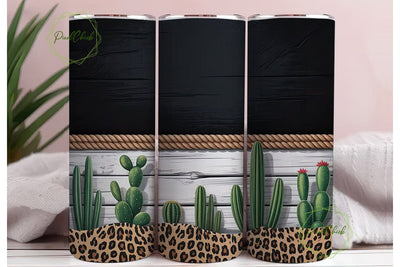 Rustic Cactus Leopard 20oz Tumbler Wrap Sublimation PixelChick 