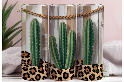 Rustic Cactus Leopard 20oz Tumbler Wrap Sublimation PixelChick 
