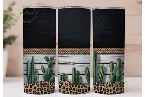 Rustic Cactus Leopard 20oz Tumbler Wrap Sublimation PixelChick 