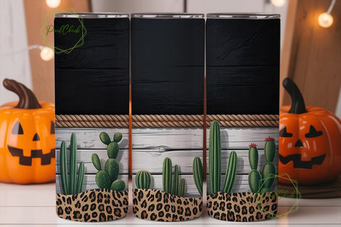 Rustic Cactus Leopard 20oz Tumbler Wrap Sublimation PixelChick 