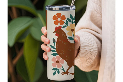 Rustic Chicken 20oz Tumbler Wrap Sublimation DesignSVG 