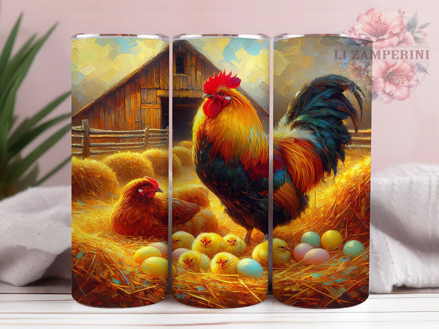 Rustic Chicken Farm Tumbler, Farmhouse Tumbler Design, 20oz Tumbler Wrap, Sublimation Design, Country Life Gift, Rustic Farm Wrap, Poultry Lover Tumbler Sublimation Li Zamperini 