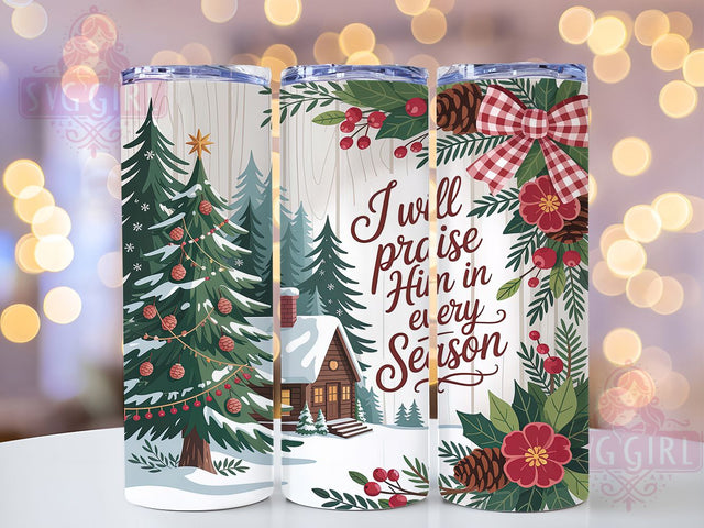 Rustic Christian Christmas Tumbler, Rustic Faith Wrap, Praise Him Design, Sublimation Cup, 20oz Skinny Tumbler, Religious Holiday Drinkware, Rustic Nativity Style Sublimation SvggirlplusArt 