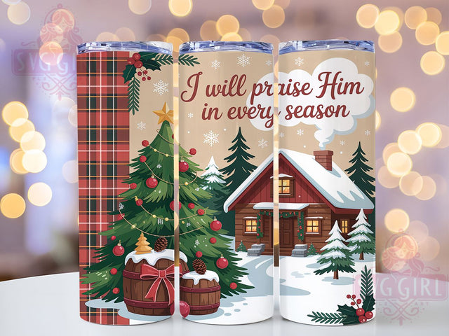 Rustic Christian Christmas Tumbler, Rustic Faith Wrap, Praise Him Design, Sublimation Cup, 20oz Skinny Tumbler, Religious Holiday Drinkware, Rustic Nativity Style Sublimation SvggirlplusArt 