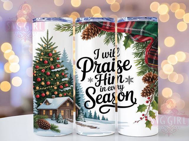 Rustic Christian Christmas Tumbler, Rustic Faith Wrap, Praise Him Design, Sublimation Cup, 20oz Skinny Tumbler, Religious Holiday Drinkware, Rustic Nativity Style Sublimation SvggirlplusArt 