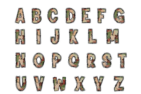 Rustic Christmas Alphabet PNG, Farmhouse Holiday Doodle Sublimation BijouBay 