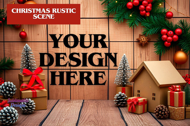 Rustic Christmas Atmosphere Scene Mock Up Photo Sublimatiz Designs 
