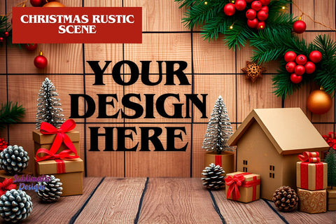 Rustic Christmas Atmosphere Scene Mock Up Photo Sublimatiz Designs 