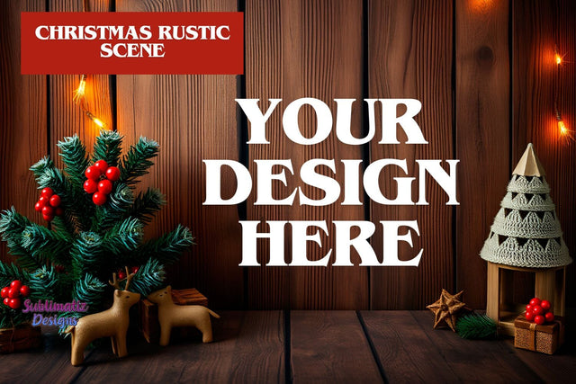 Rustic Christmas Background Scene Mock Up Photo Sublimatiz Designs 
