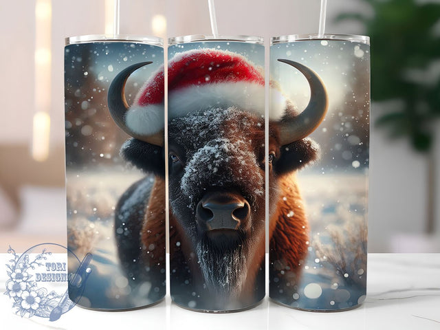 Rustic Christmas Buffalo Tumbler, Holiday Buffalo Design, Festive Bison Art, Winter Buffalo Graphic, Rustic Christmas Animal, 20oz Tumbler, Sublimation Design Sublimation ToriDesigns 