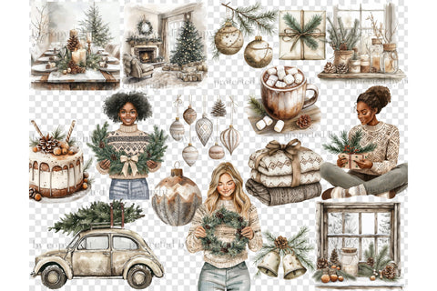 Rustic Christmas Clipart Bundle | Neutral Xmas PNG SVG GlamArtZhanna 