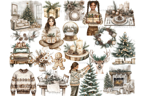 Rustic Christmas Clipart Bundle | Neutral Xmas PNG SVG GlamArtZhanna 