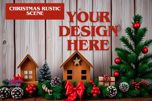 Rustic Christmas Decor Background Mock Up Photo Sublimatiz Designs 