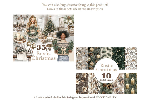 Rustic Christmas Digital Papers | Xmas Patterns Digital Pattern GlamArtZhanna 