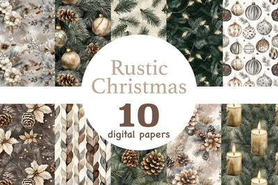 Rustic Christmas Digital Papers | Xmas Patterns Digital Pattern GlamArtZhanna 
