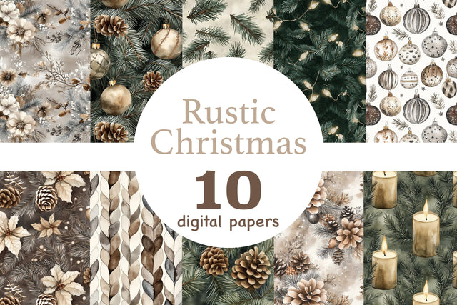Rustic Christmas Digital Papers | Xmas Patterns Digital Pattern GlamArtZhanna 