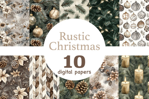 Rustic Christmas Digital Papers | Xmas Patterns Digital Pattern GlamArtZhanna 