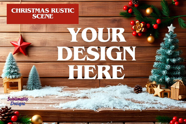 Rustic Christmas Display Background Mock Up Photo Sublimatiz Designs 