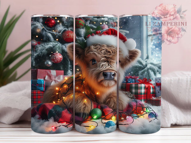 Rustic Christmas Highland Cow Tumbler, Holiday Cow Wrap, 20Oz Skinny Tumbler, Festive Farm Animal Sublimation, Rustic Christmas Tumbler, Cute Cow Holiday Design, Winter Farmhouse Wrap Sublimation Li Zamperini 