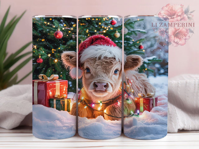 Rustic Christmas Highland Cow Tumbler, Holiday Cow Wrap, 20Oz Skinny Tumbler, Festive Farm Animal Sublimation, Rustic Christmas Tumbler, Cute Cow Holiday Design, Winter Farmhouse Wrap Sublimation Li Zamperini 