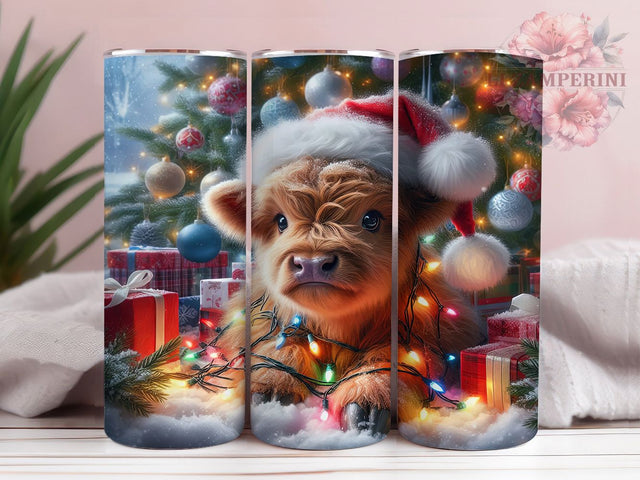 Rustic Christmas Highland Cow Tumbler, Holiday Cow Wrap, 20Oz Skinny Tumbler, Festive Farm Animal Sublimation, Rustic Christmas Tumbler, Cute Cow Holiday Design, Winter Farmhouse Wrap Sublimation Li Zamperini 