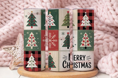 Rustic Christmas Patchwork 20oz Tumbler Sublimation DesignSVG 