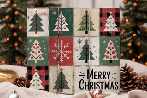Rustic Christmas Patchwork 20oz Tumbler Sublimation DesignSVG 