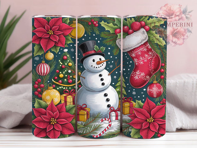 Rustic Christmas Snowman Tumbler, Winter Snowman Design, Cozy Christmas Pattern, 20Oz Sublimation Wrap, Rustic Holiday Art, Snowman Winter Texture, Tumbler Sublimation Sublimation Li Zamperini 