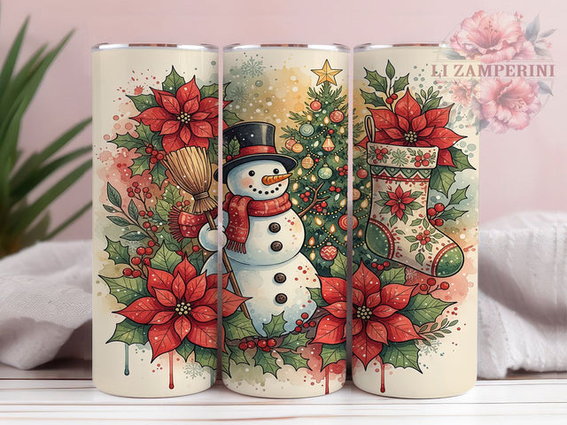Rustic Christmas Snowman Tumbler, Winter Snowman Design, Cozy Christmas Pattern, 20Oz Sublimation Wrap, Rustic Holiday Art, Snowman Winter Texture, Tumbler Sublimation Sublimation Li Zamperini 